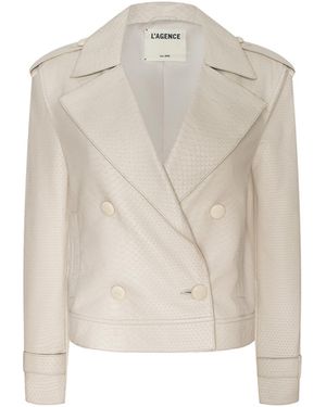 L'Agence Xoey Cropped Leather Trench Coat - Natural