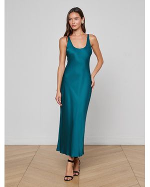 L'Agence Akiya Satin Maxi Dress - Blue