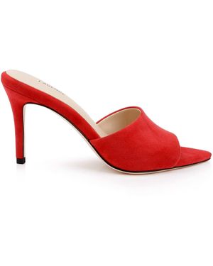 L'Agence Lolita Suede Open-Toe Mule - Red