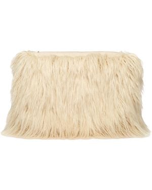L'Agence Adelina Faux Fur Clutch - Natural