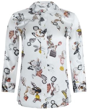 L'Agence Dani Silk Blouse Top - Natural