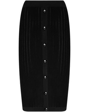 L'Agence Melania Pointelle Knit Skirt - Black