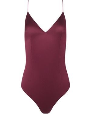 L'Agence Dara Stretch-Satin Bodysuit - Red