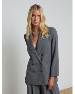 L'Agence Aimee Pinstriped Blazer - Grey