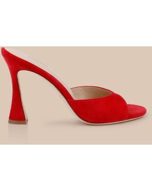 L'Agence Avery Suede Open-Toe Mule - Red