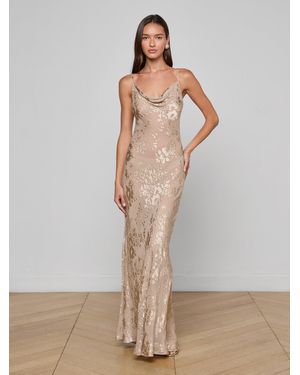 L'Agence Christine Burnout Satin Gown - White