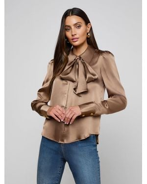 L'Agence 'Agence Honey Silk Blouse Top - Blue