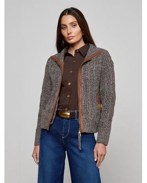 L'Agence Shiloh Cable Knit Cardigan - Blue