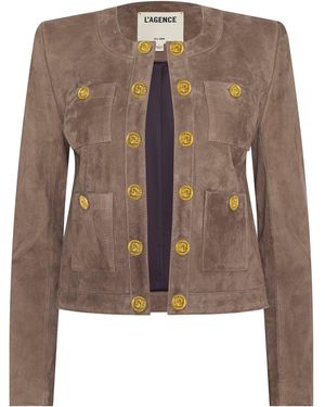 L'Agence Jayde Collarless Jacket - Blue