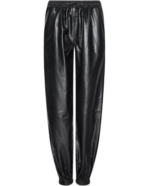 L'Agence Mariko Leather Jogger Pants - Black