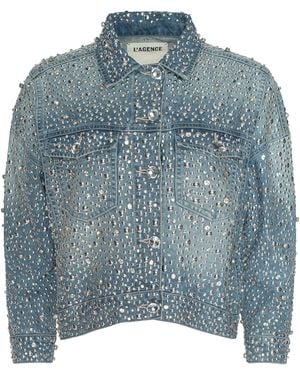 L'Agence Vangie Embellished Jean Jacket - Blue