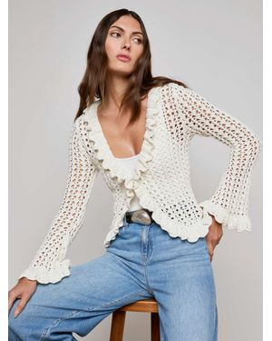 L'Agence Solaris Open Stitch Cardigan - White