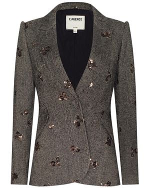 L'Agence Chamberlain Sequined Blazer - Black