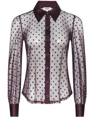 L'Agence 'Agence Sophie Swiss Dot Blouse Top - Purple
