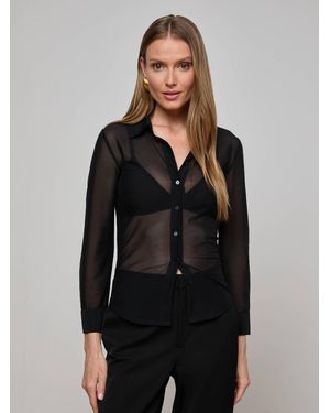 L'Agence 'Agence Indiana Mesh Blouse Top - Black