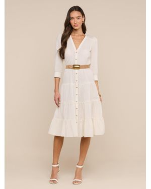 L'Agence Serafine Midi Dress - Natural
