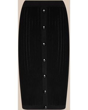 L'Agence Melania Pointelle Knit Skirt - Black