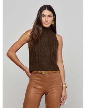 L'Agence Bellini Cable-Knit Turtleneck - Brown
