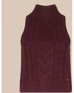 L'Agence Bellini Cable-Knit Top - Red