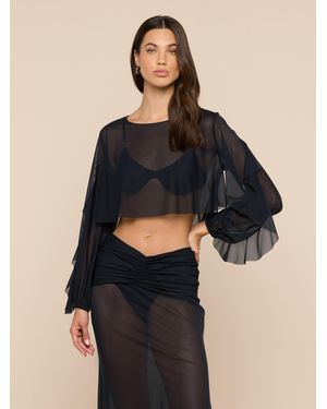 L'Agence Ambala Mesh Cover-Up Top - Black