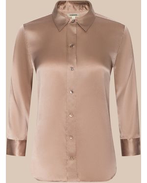 L'Agence Dani Silk Blouse Top - Natural