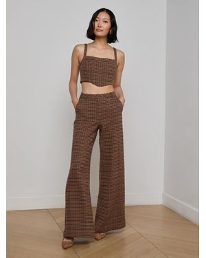 L'Agence Pantalon Ample À Motif Pied-De-Poule Pilar, Marron Foncé À Motif Pied-De-Poule Multicolore