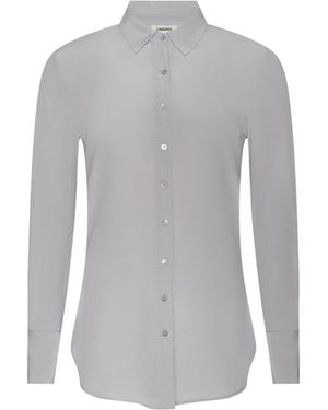 L'Agence Babette Silk Blouse Top - Blue
