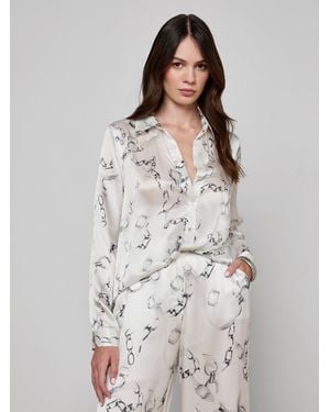 L'Agence Tyler Silk Blouse Top - Grey