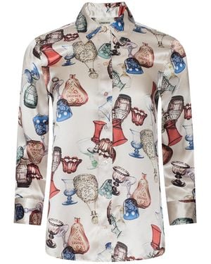 L'Agence Dani Silk Blouse Top - Natural