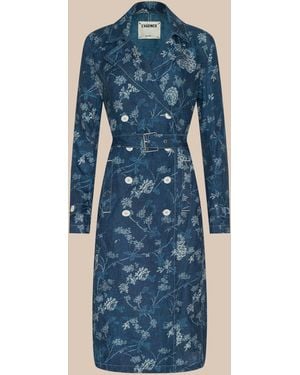 L'Agence Bradley Linen Trench Coat - Blue
