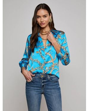 L'Agence 'Agence Dani Silk Blouse Top - Blue