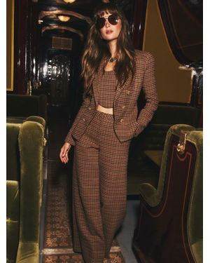 L'Agence Bethany Houndstooth Blazer - Brown