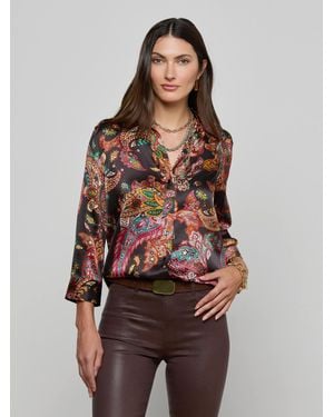 L'Agence Dani Silk Blouse Top - Multicolor