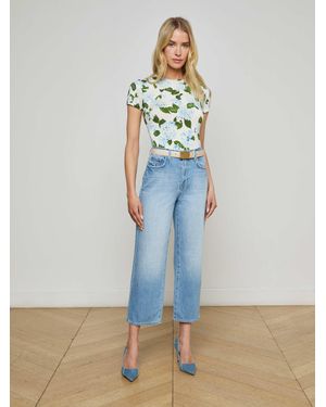 L'Agence June Cropped Stovepipe Jean - Blue