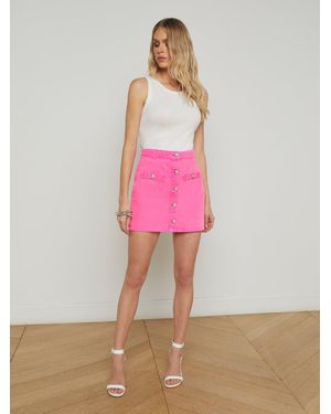 L'Agence Kris Denim Mini Skirt - Pink