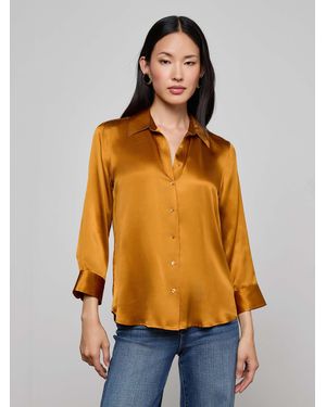 L'Agence Dani Silk Blouse Top - Orange