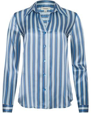 L'Agence Tyler Silk Blouse Top - Blue