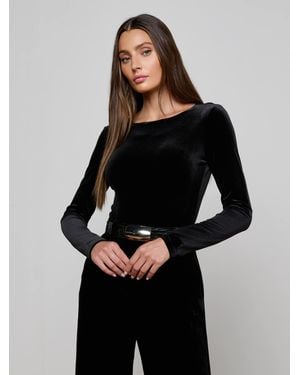 L'Agence Seraphine Velvet Bodysuit - Black
