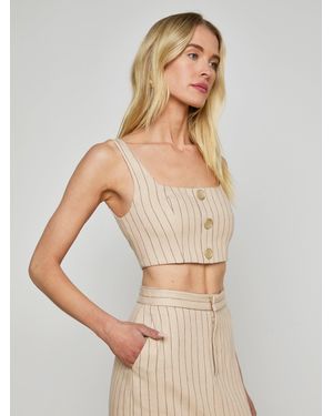 L'Agence Maylin Pinstriped Bralette Top - White