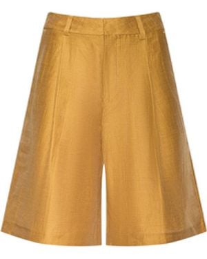 L'Agence Doretta Linen-Blend Bermuda Short - Yellow