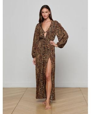 L'Agence Sara Maxi Cover-Up Dress - Brown