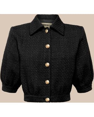 L'Agence Cove Cropped Tweed Jacket - Black