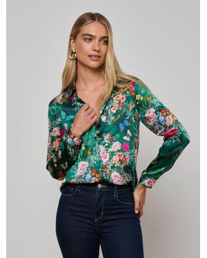 L'Agence Tyler Silk Blouse Top - Blue