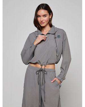 L'Agence Bronwyn Cropped Windbreaker - Gray
