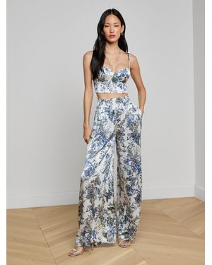 L'Agence Lillian Silk Wide-Leg Trousers - White