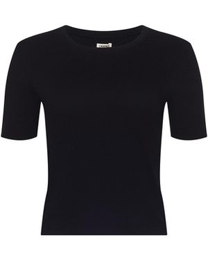 L'Agence Stormy Cropped Cotton T-Shirt - Black
