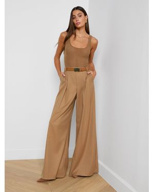 L'Agence Chelsy Wide-Leg Trousers - Natural