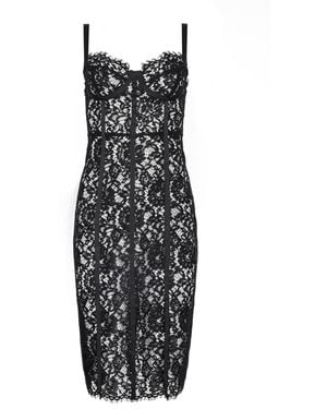 L'Agence Jennifer Lace Midi Dress - Black