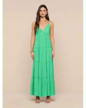 L'Agence Lua Tiered Maxi Dress - Green
