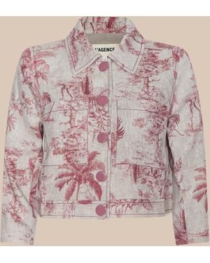 L'Agence Eda Cropped Linen Jacket - Pink